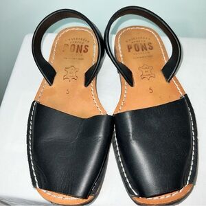 Pons Menorca Black Leather Avarca Sandals | Women’s Size 5
